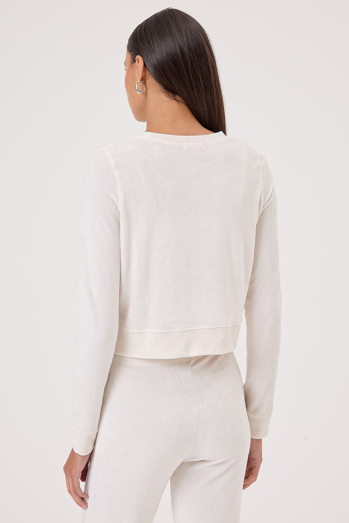 Velour Crush Crop Sweatshirt - Goldie LeWinter #color_white sand