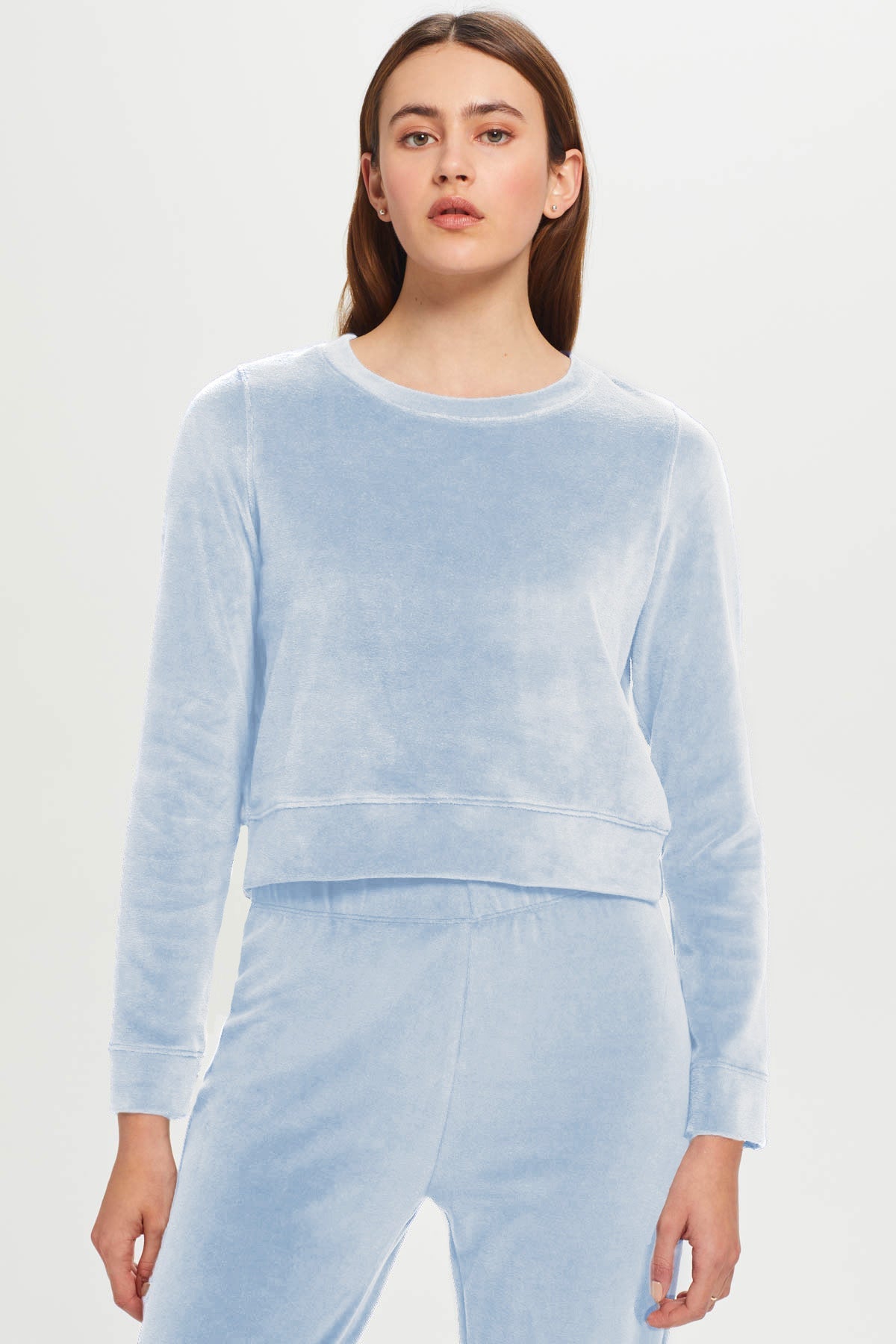Velour Crush Crop Sweatshirt - Goldie LeWinter #color_placid - online exclusive