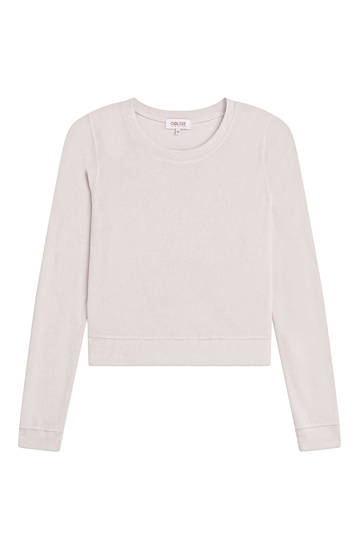 Velour Crush Crop Sweatshirt - Goldie LeWinter #color_white sand