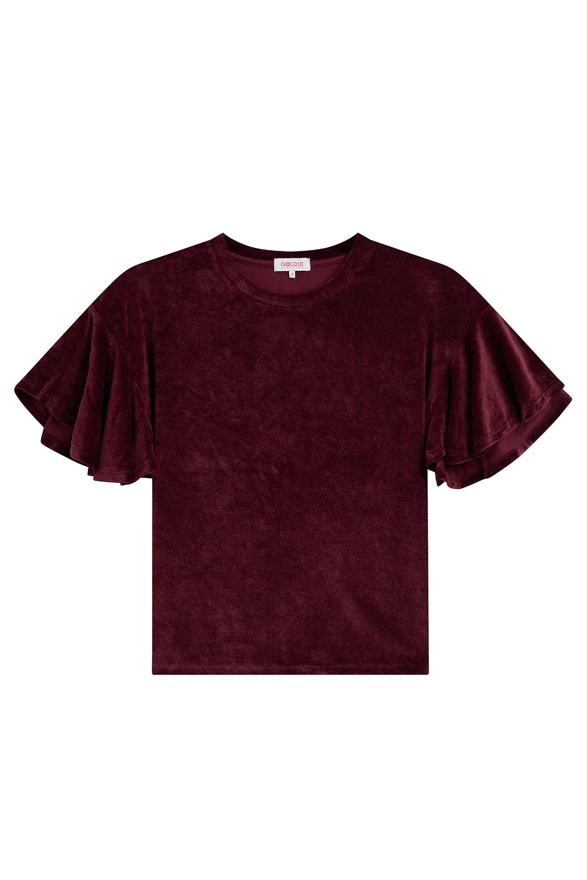 Velour Crush Flutter Sleeve Top - Goldie LeWinter #color_bordeaux - limited edition