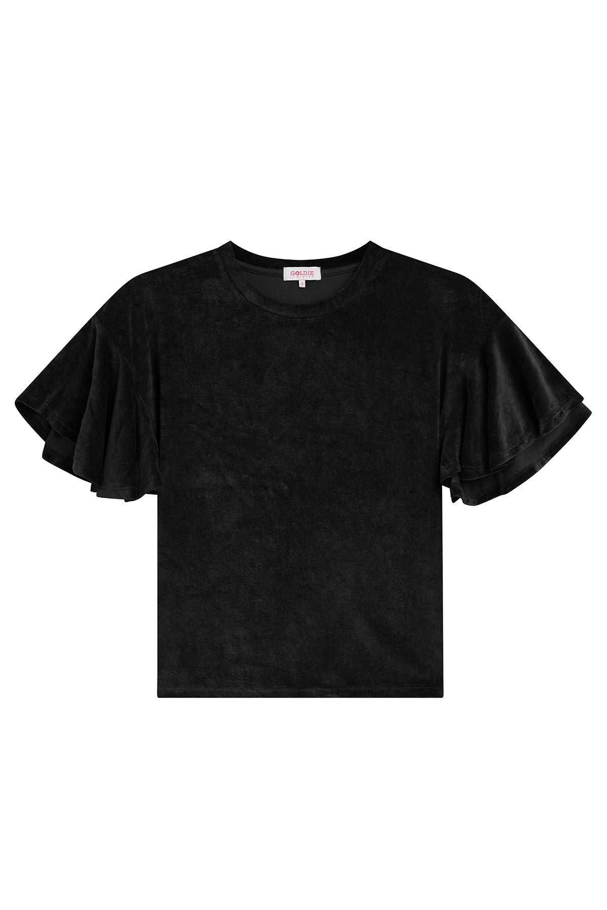 Velour Crush Flutter Sleeve Top - Goldie LeWinter #color_black