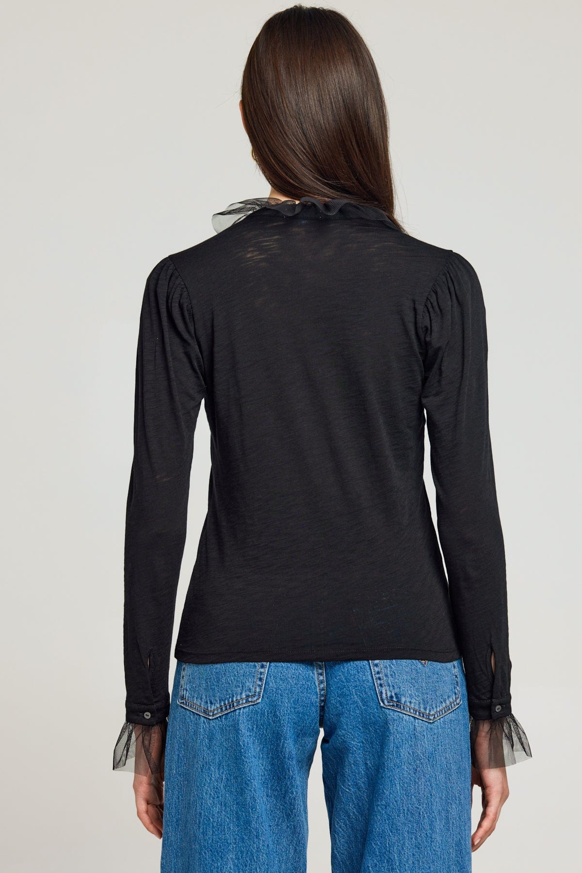 Vivian Tulle Ruffle Shirt - Goldie LeWinter #color_black