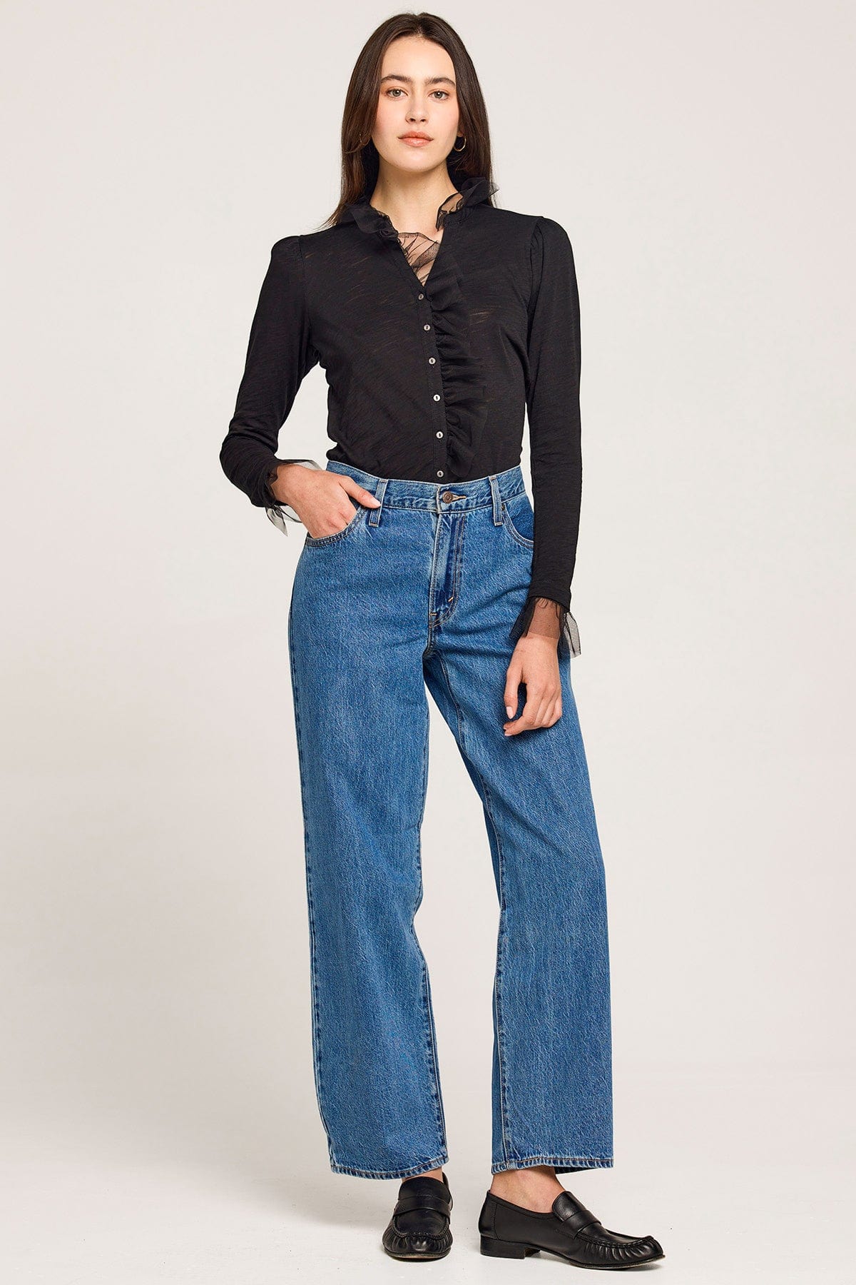 Vivian Tulle Ruffle Shirt - Goldie LeWinter #color_black
