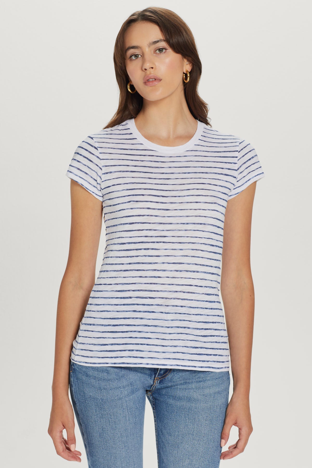 Watercolor Stripe Ringer Tee - Goldie LeWinter #color_infinity - limited edition