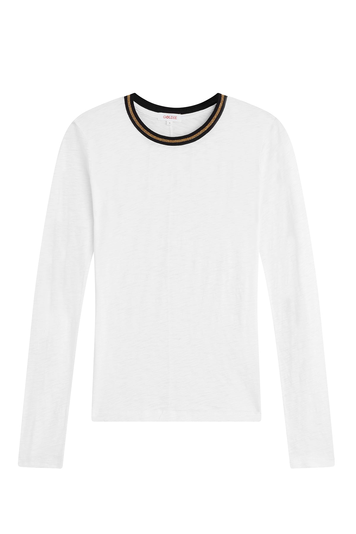 Long Sleeve Metallic Tipped Ringer Tee