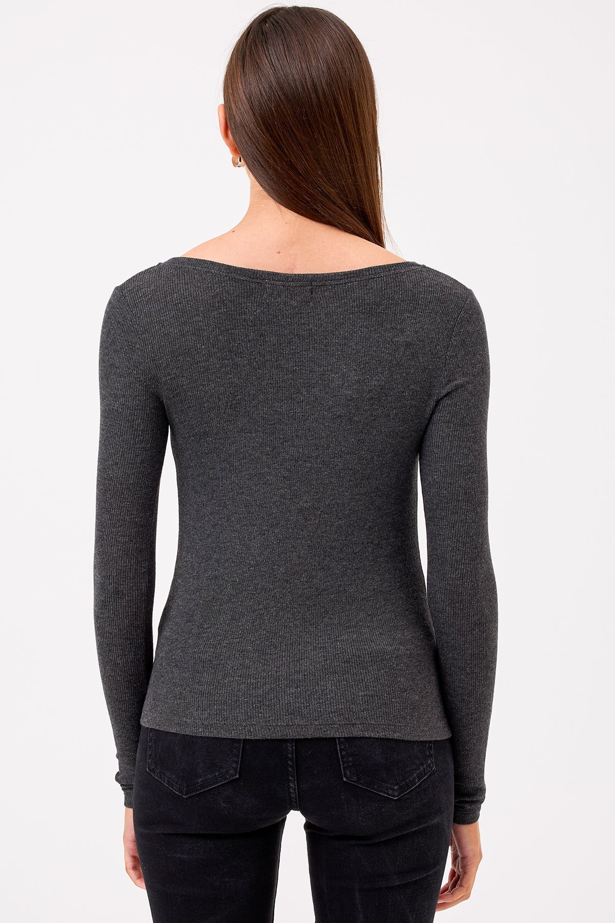Yvonne Bateau Top - Goldie LeWinter #color_charcoal heather