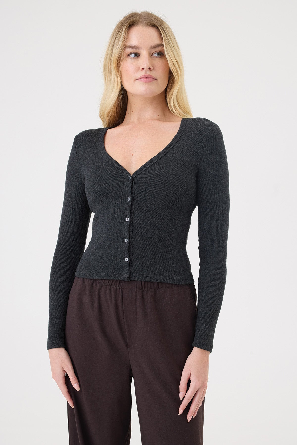 Zoé Mini Cardigan - Goldie LeWinter #color_charcoal heather