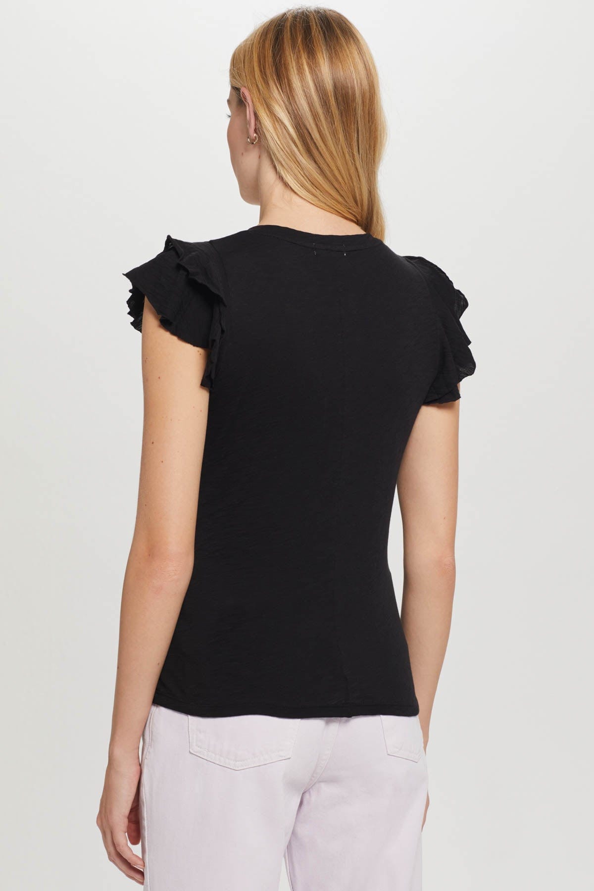 Celeste Ruffle Sleeve Tee - Goldie LeWinter #color_black