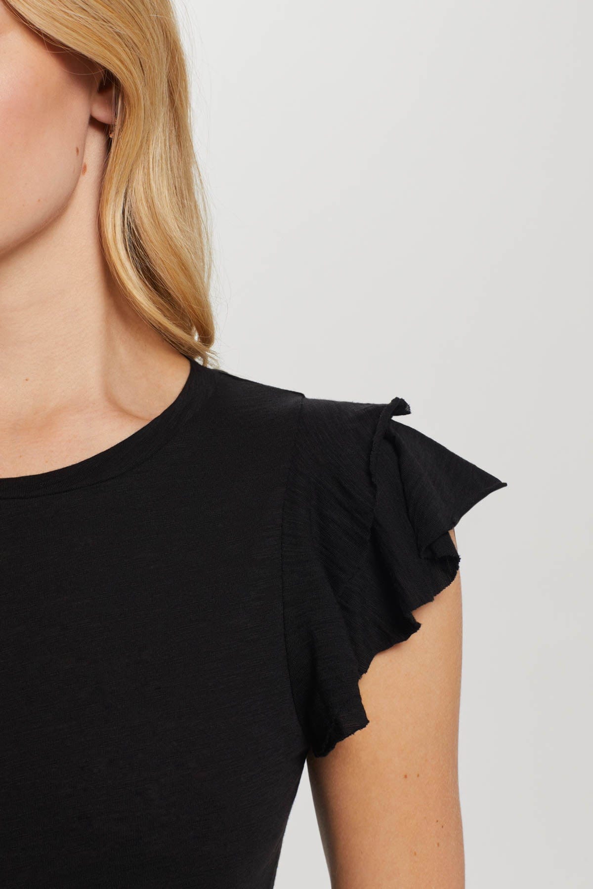 Celeste Ruffle Sleeve Tee - Goldie LeWinter #color_black