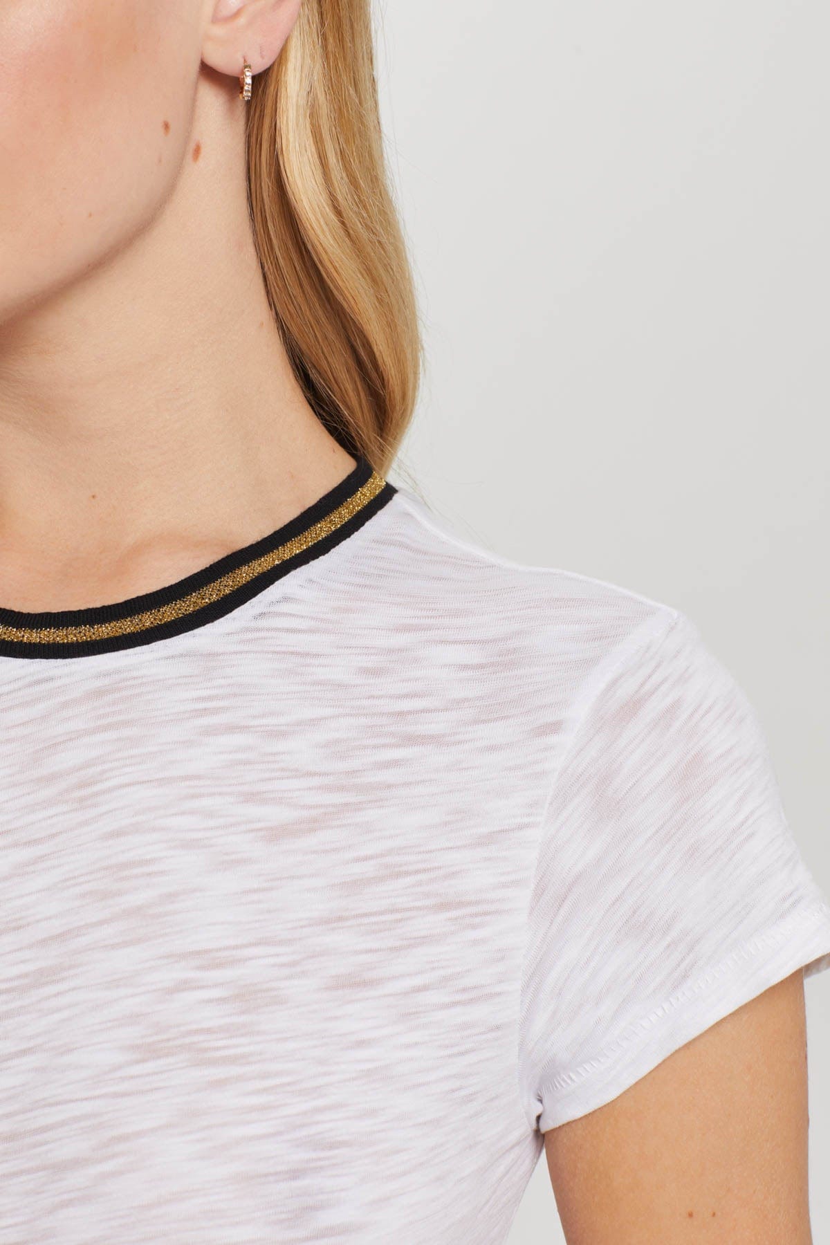 Metallic Tipped Ringer Tee - Goldie LeWinter #color_white