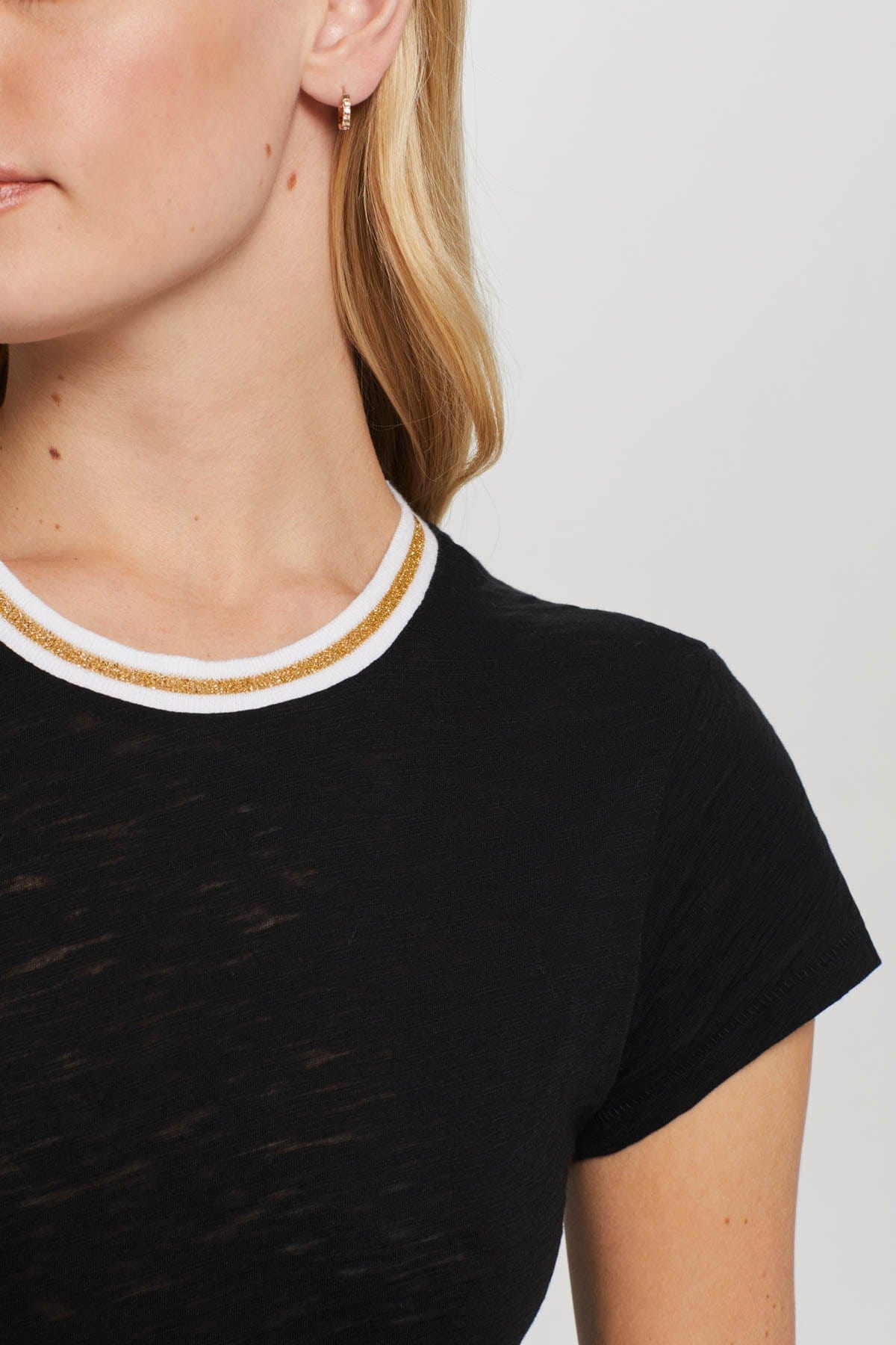 Metallic Tipped Ringer Tee - Goldie LeWinter #color_black