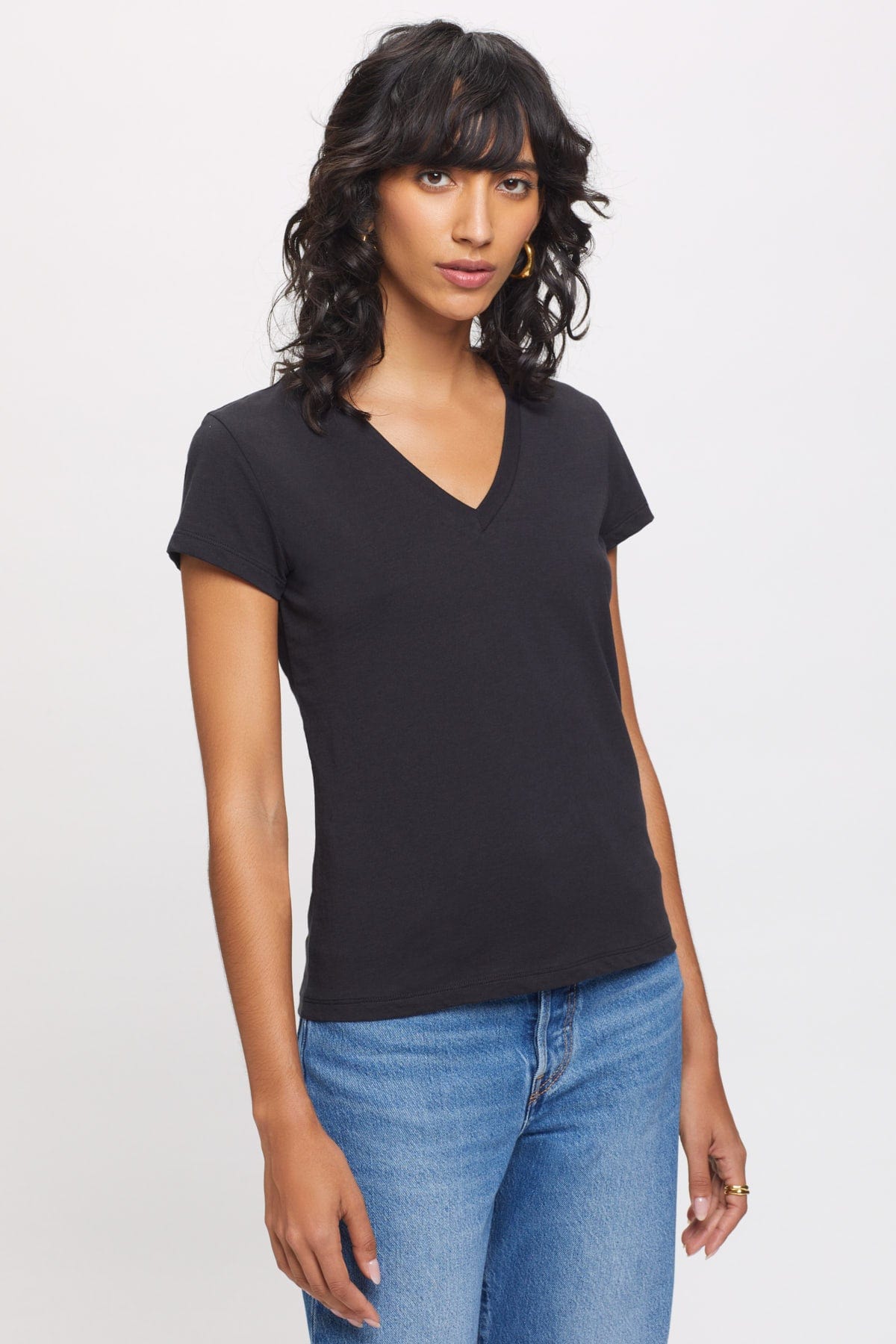 Organic V Neck Tee - Goldie LeWinter #color_black