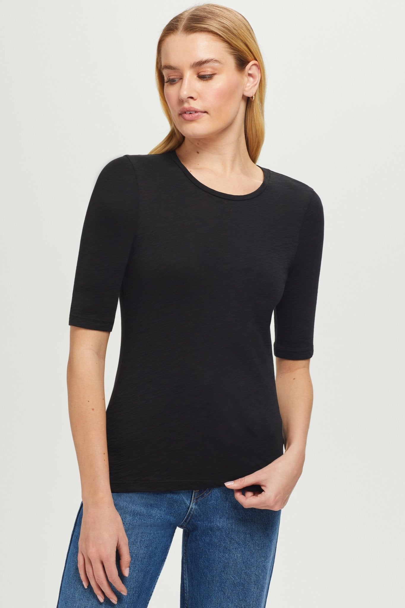 Signature Slub Half Sleeve Tee - Goldie LeWinter #color_black