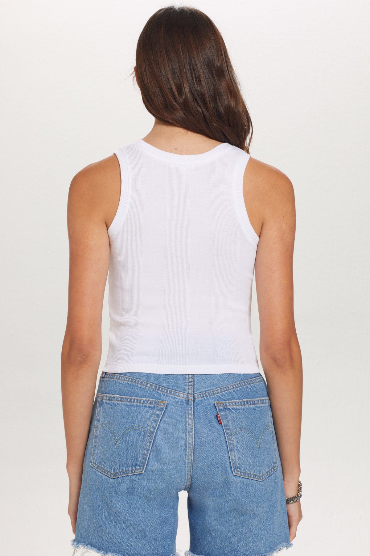 Variegated Rib Crop Tank - Goldie LeWinter #color_white