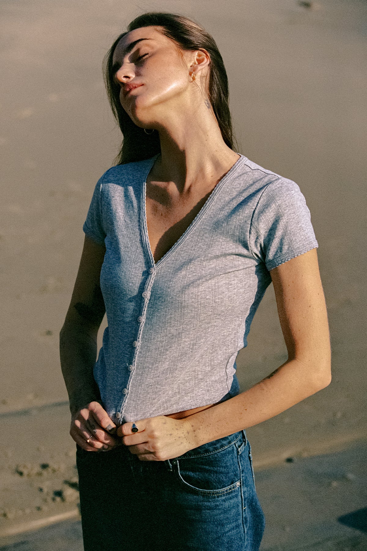 Ellie Cropped Cardigan - Goldie LeWinter #color_gray heather