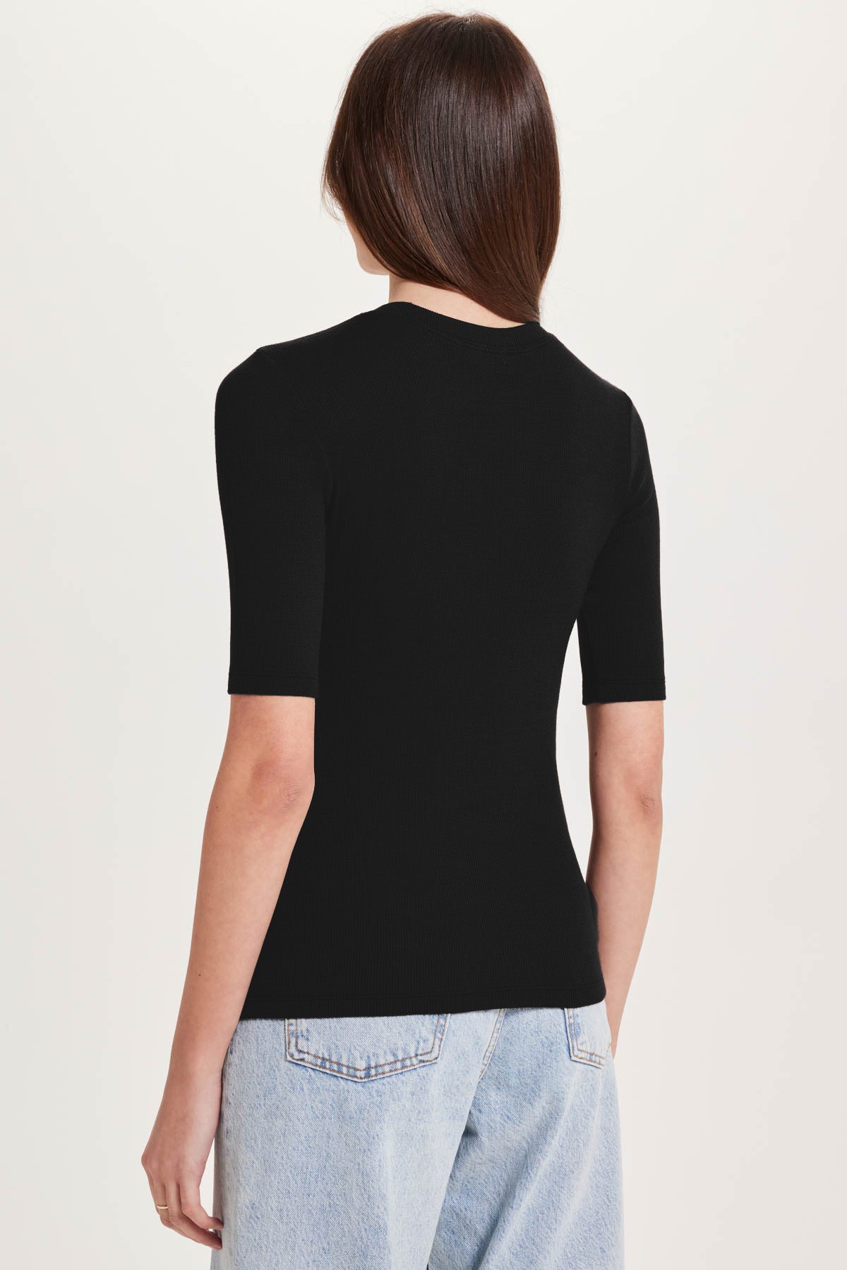 Half Sleeve Ribbed Tee - Goldie LeWinter #color_black