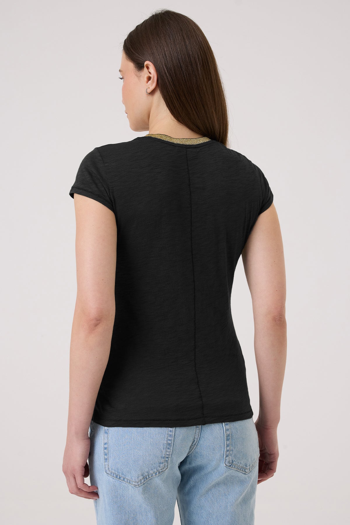 Pavé Shimmer Ringer Tee - Goldie LeWinter #color_black