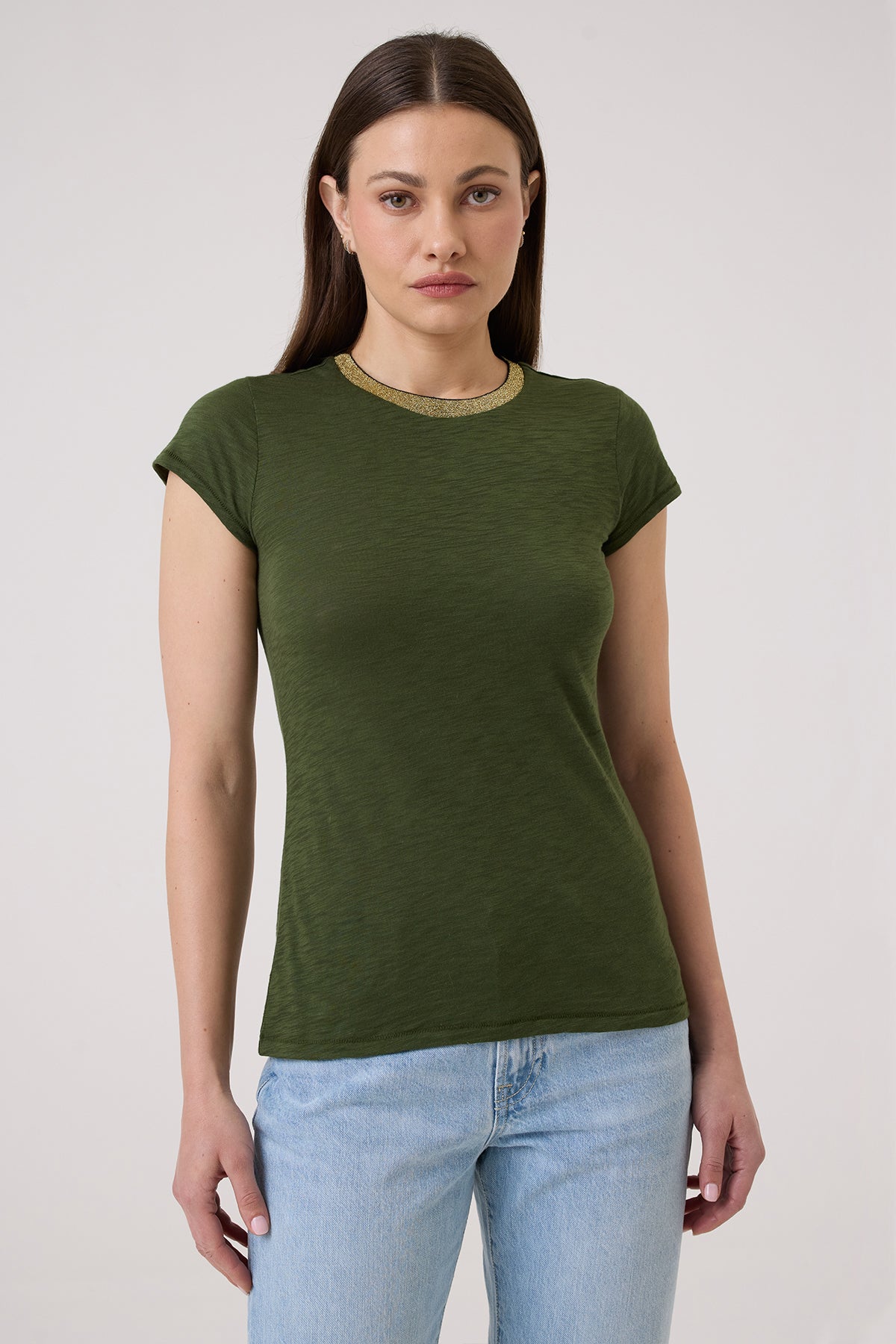 Pavé Shimmer Ringer Tee - Goldie LeWinter #color_holly