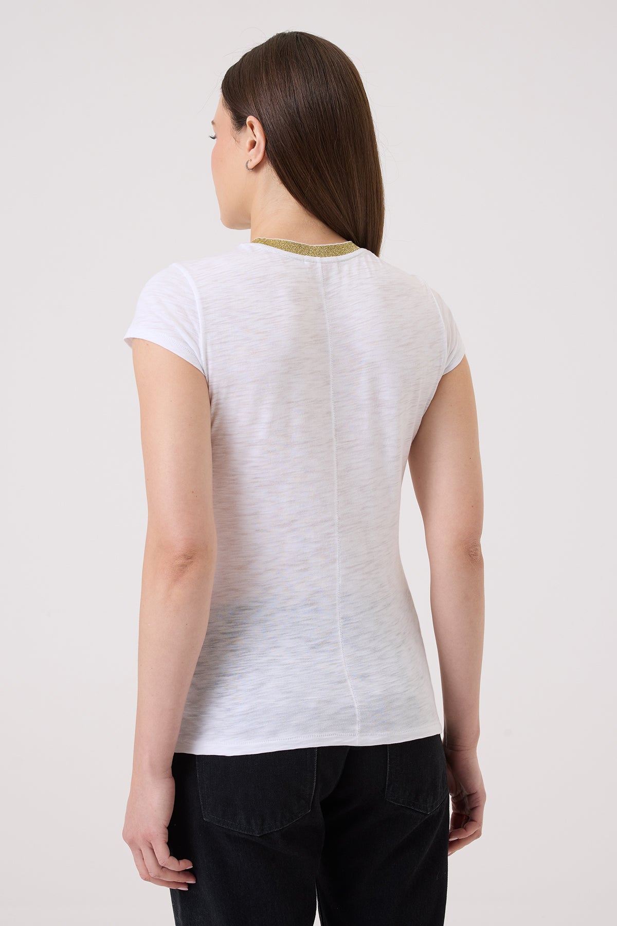 Pavé Shimmer Ringer Tee - Goldie LeWinter #color_white
