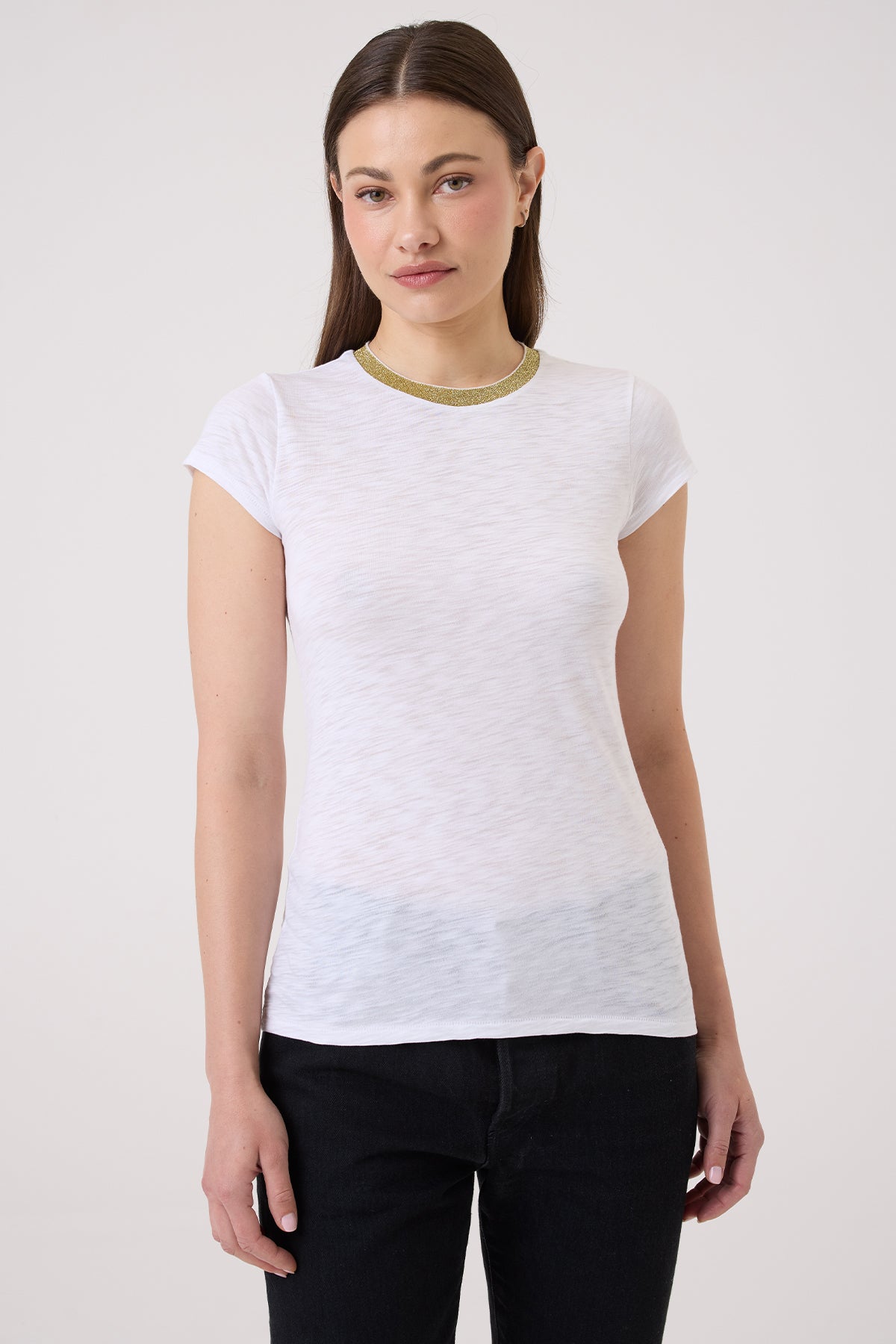 Pavé Shimmer Ringer Tee - Goldie LeWinter #color_white