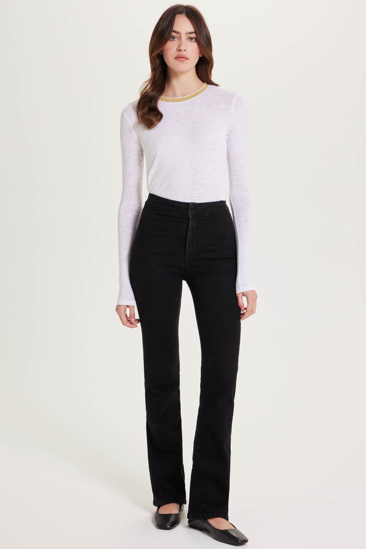 Pavé Shimmer Ringer Top - Goldie LeWinter #color_white