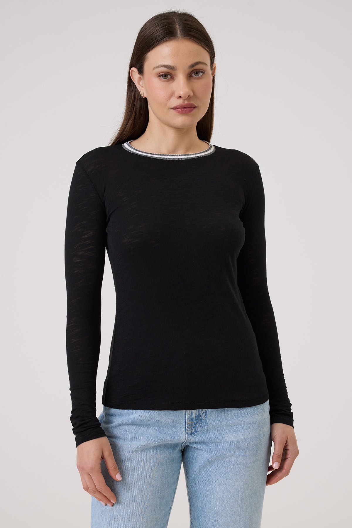Midnight Shimmer Tipped Ringer Top