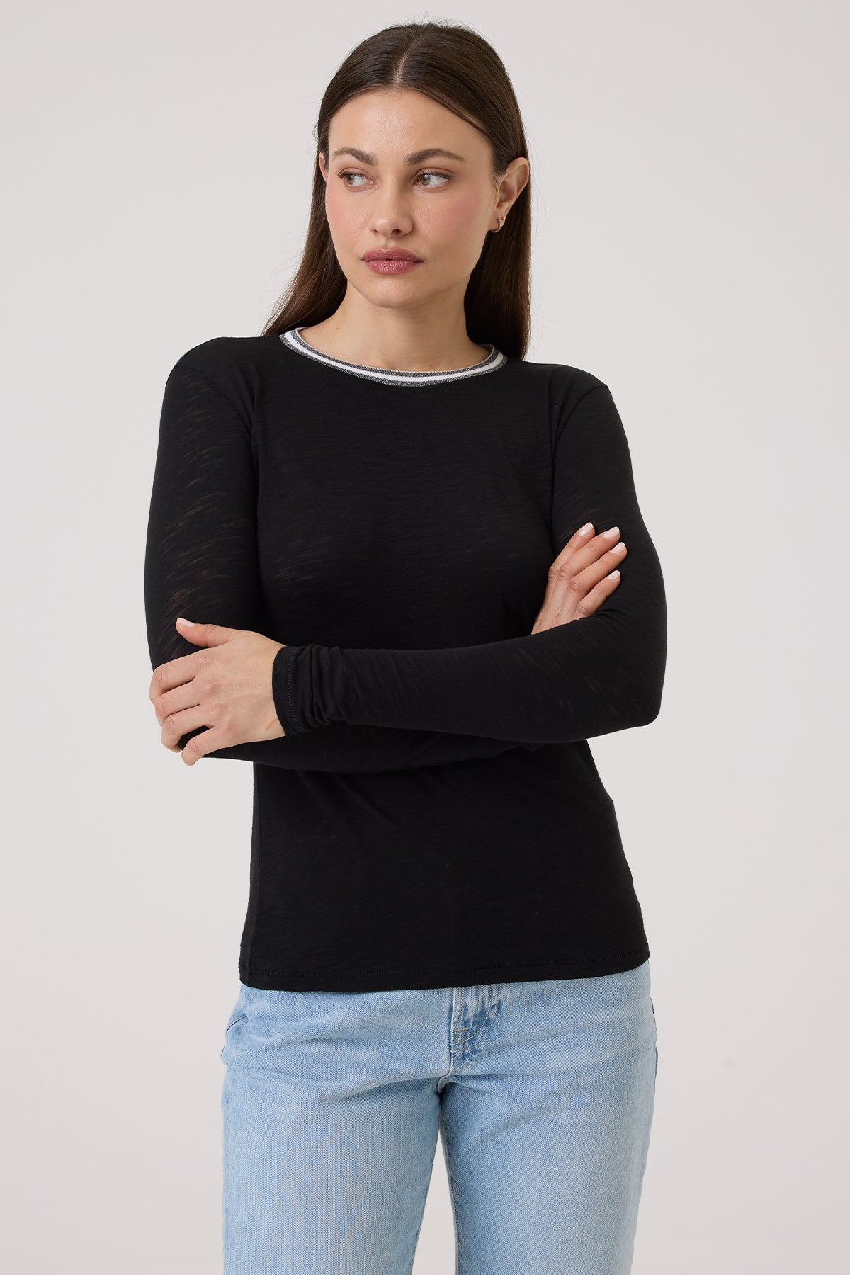 Midnight Shimmer Tipped Ringer Top