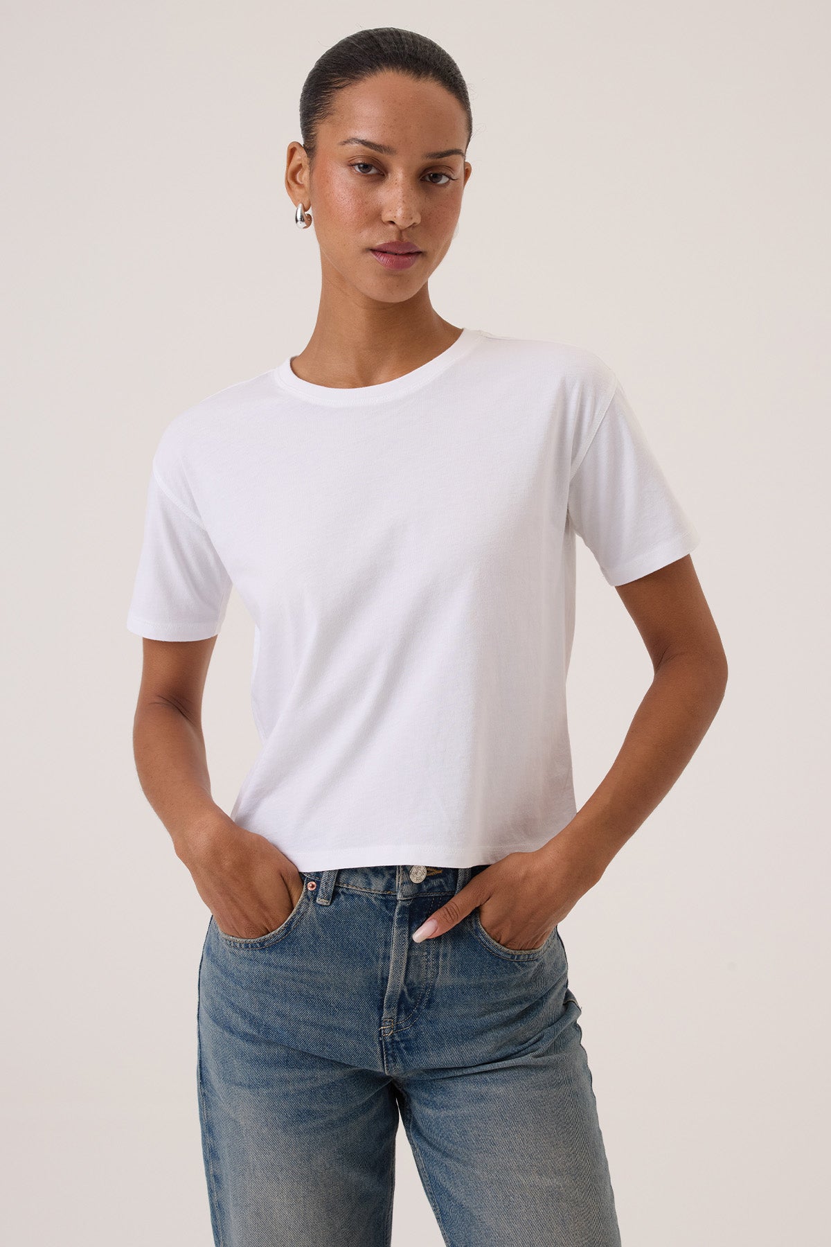 Rachel Organic Girlfriend Tee - Goldie LeWinter #color_white