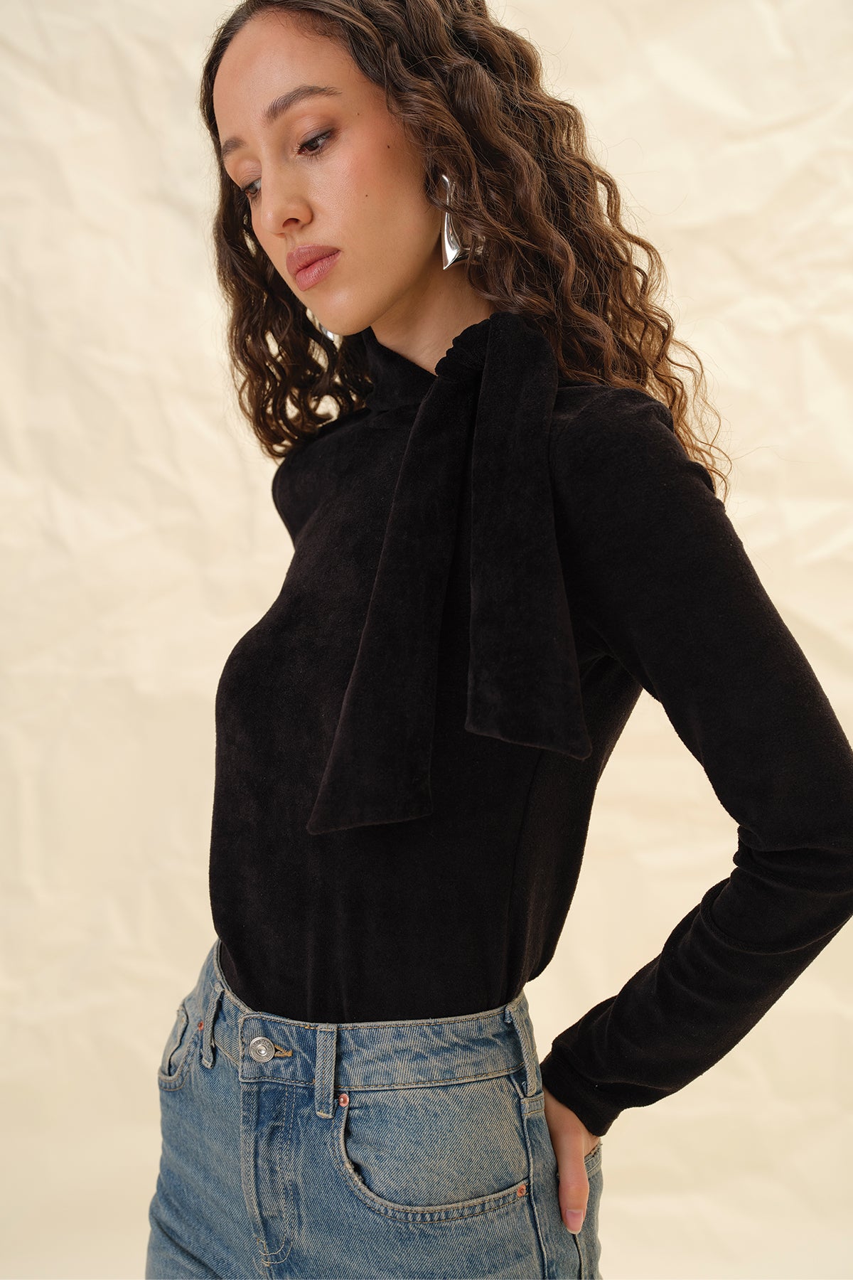 Velour Crush Scarf Top - Goldie LeWinter #color_black