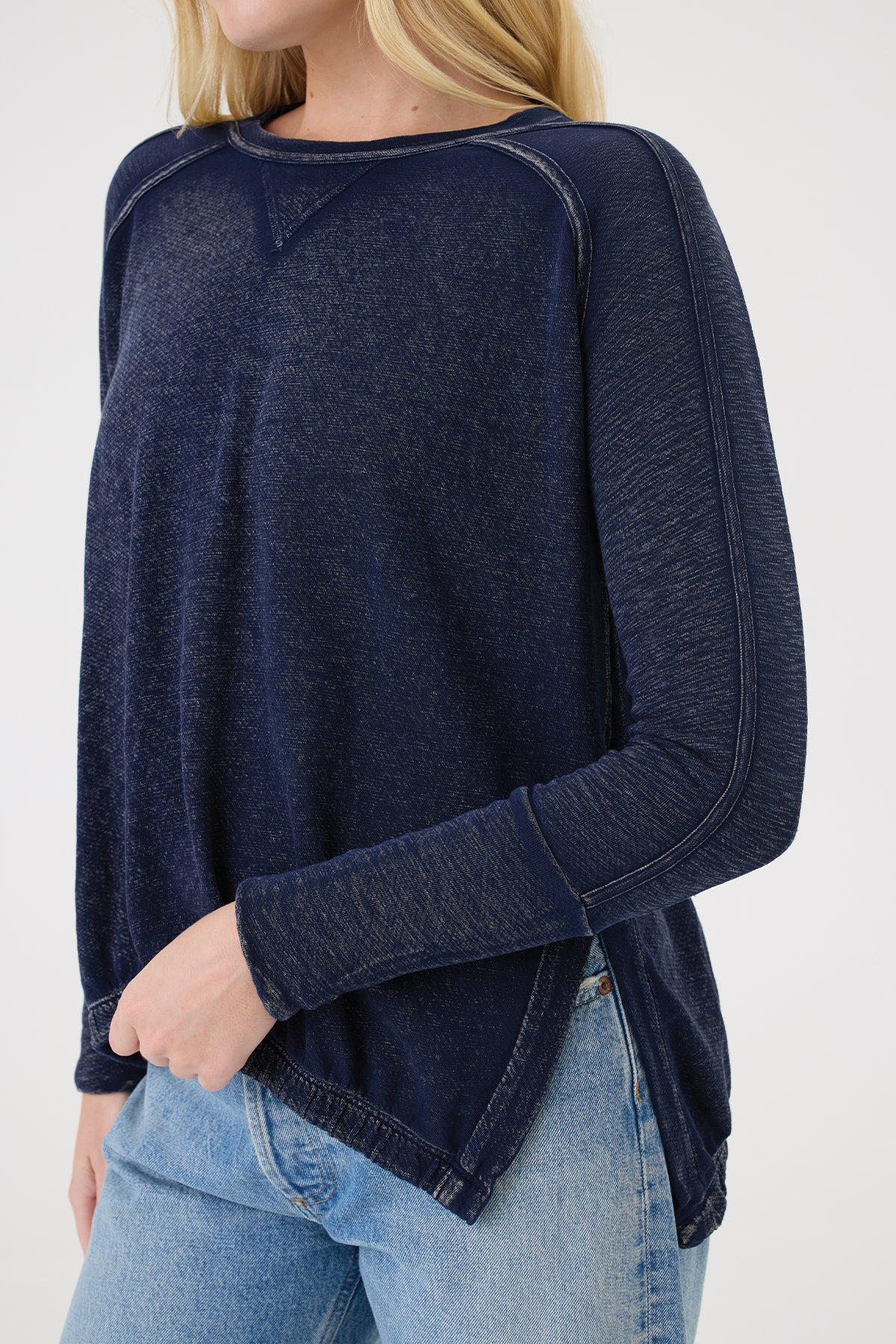 Denim Wash High Low Sweatshirt