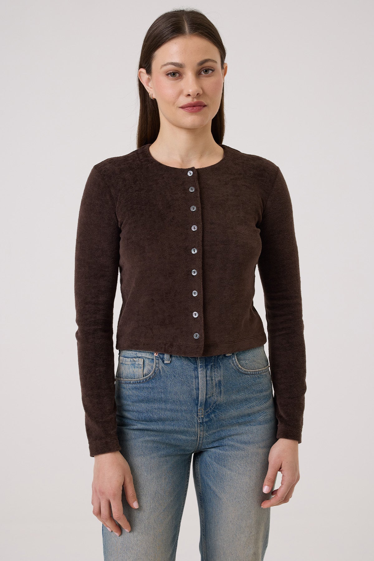 Velour Crush Cardigan - Goldie LeWinter #color_coffee - limited edition