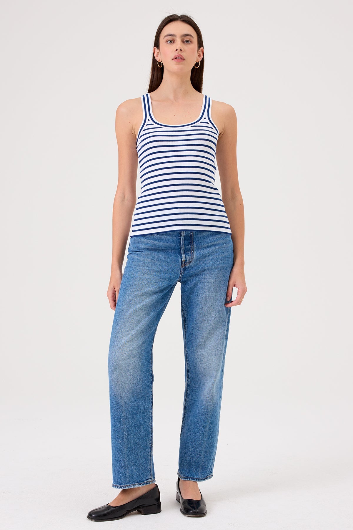 Angeline Striped Tank - Goldie LeWinter #color_white / estate