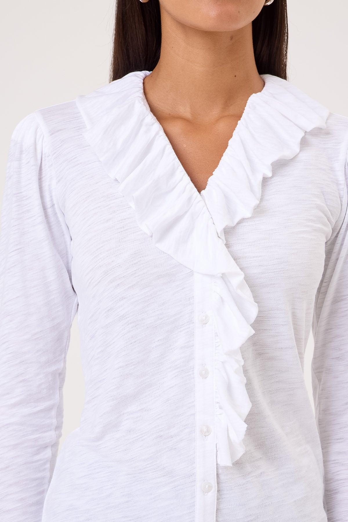 Ariana Ruffle Shirt - Goldie LeWinter #color_white