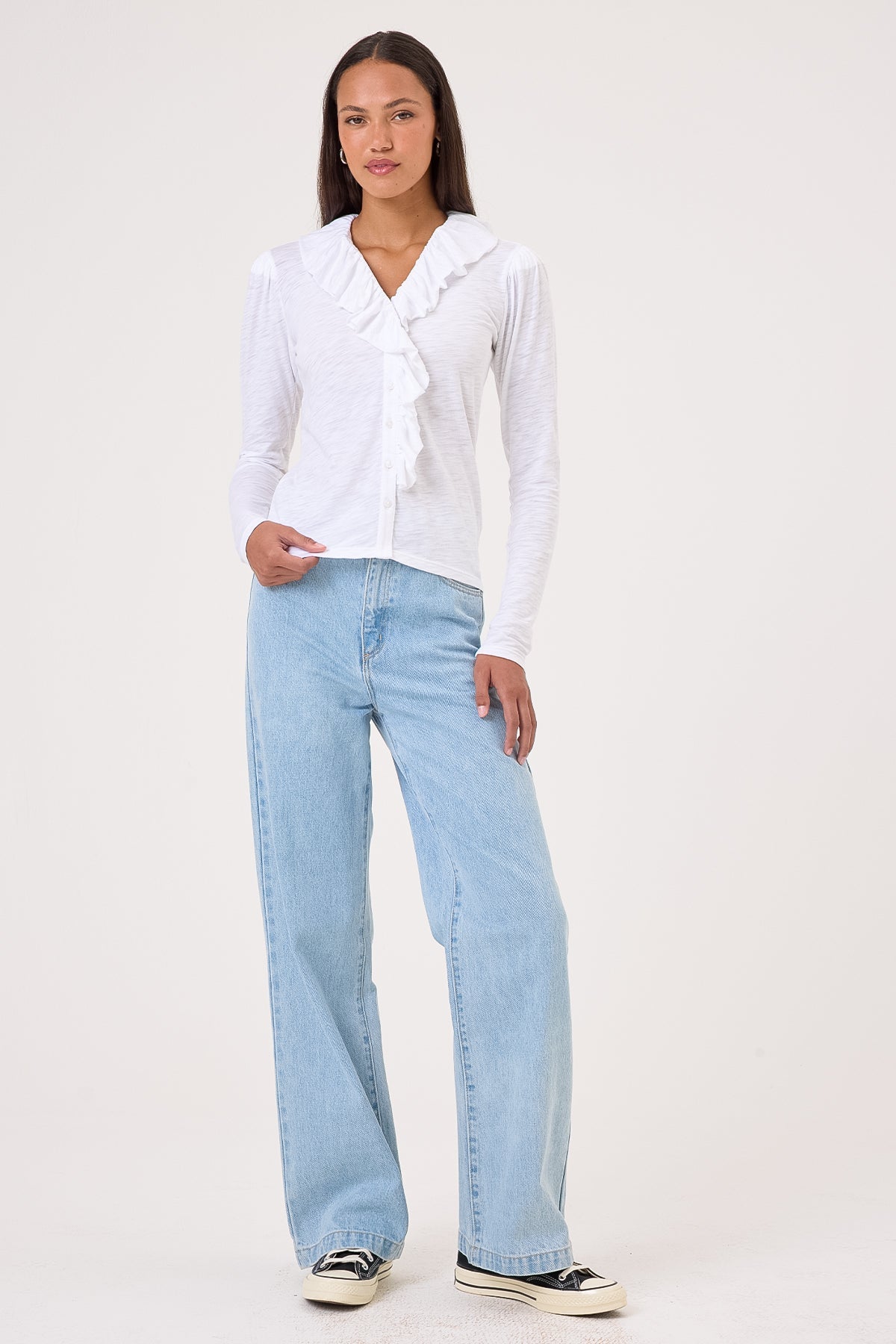 Ariana Ruffle Shirt - Goldie LeWinter #color_white