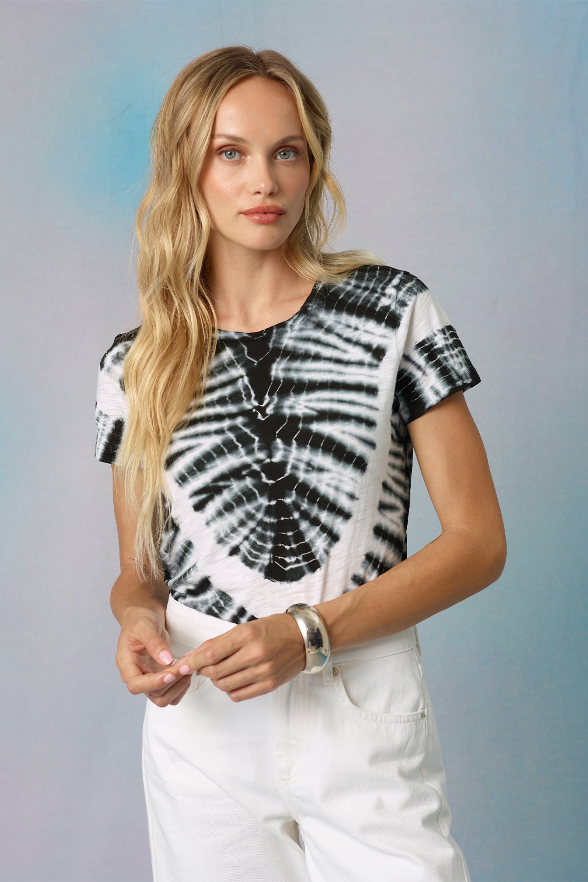 Astral Tie Dye Boy Tee - Goldie LeWinter #color_white / black tie dye