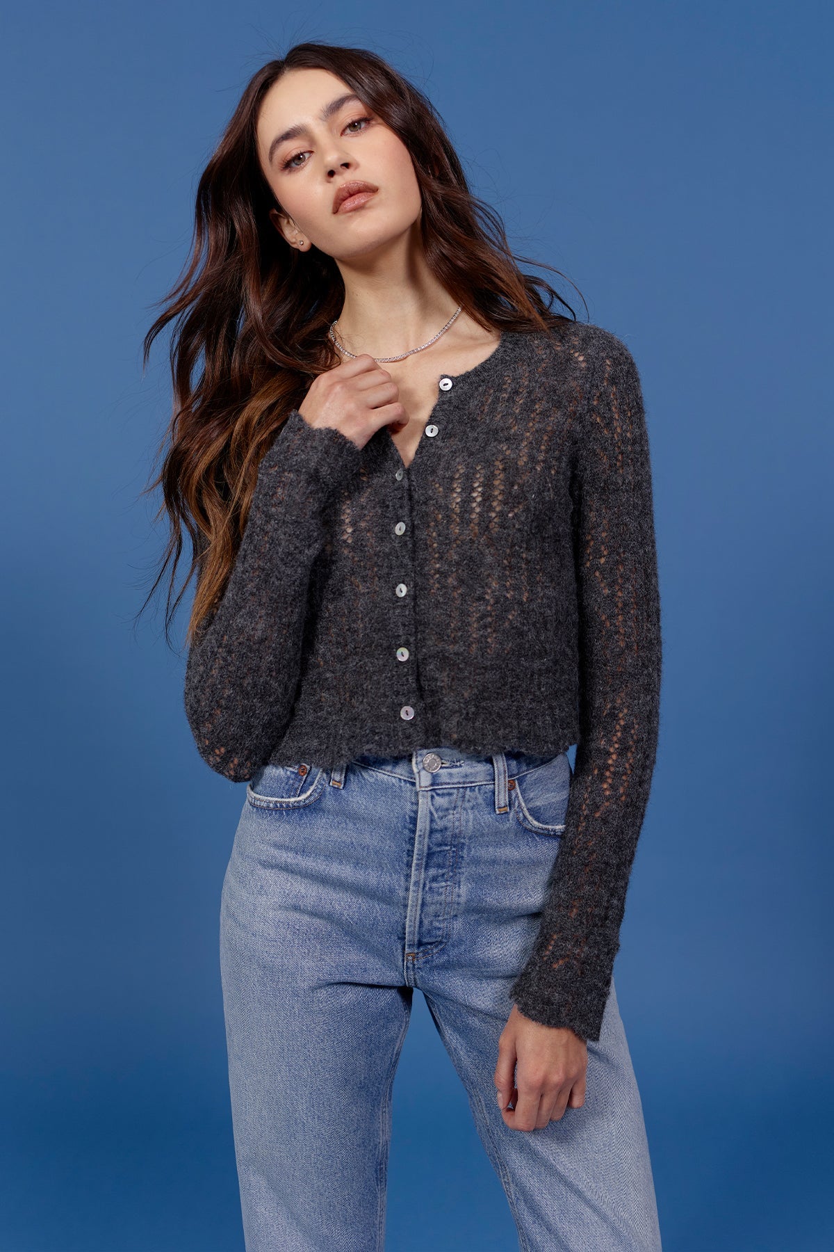 Aurora Cardigan - Goldie LeWinter #color_charcoal heather