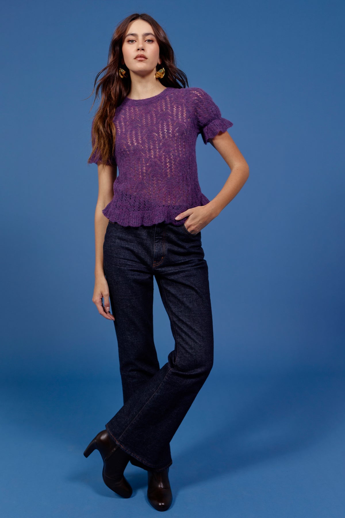 Aurora Puff Sleeve Sweater - Goldie LeWinter #color_violet multi