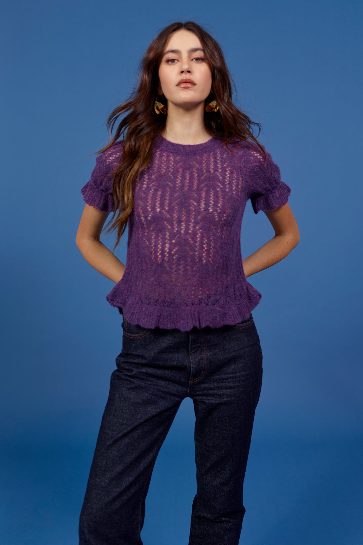 Aurora Puff Sleeve Sweater - Goldie LeWinter #color_violet multi