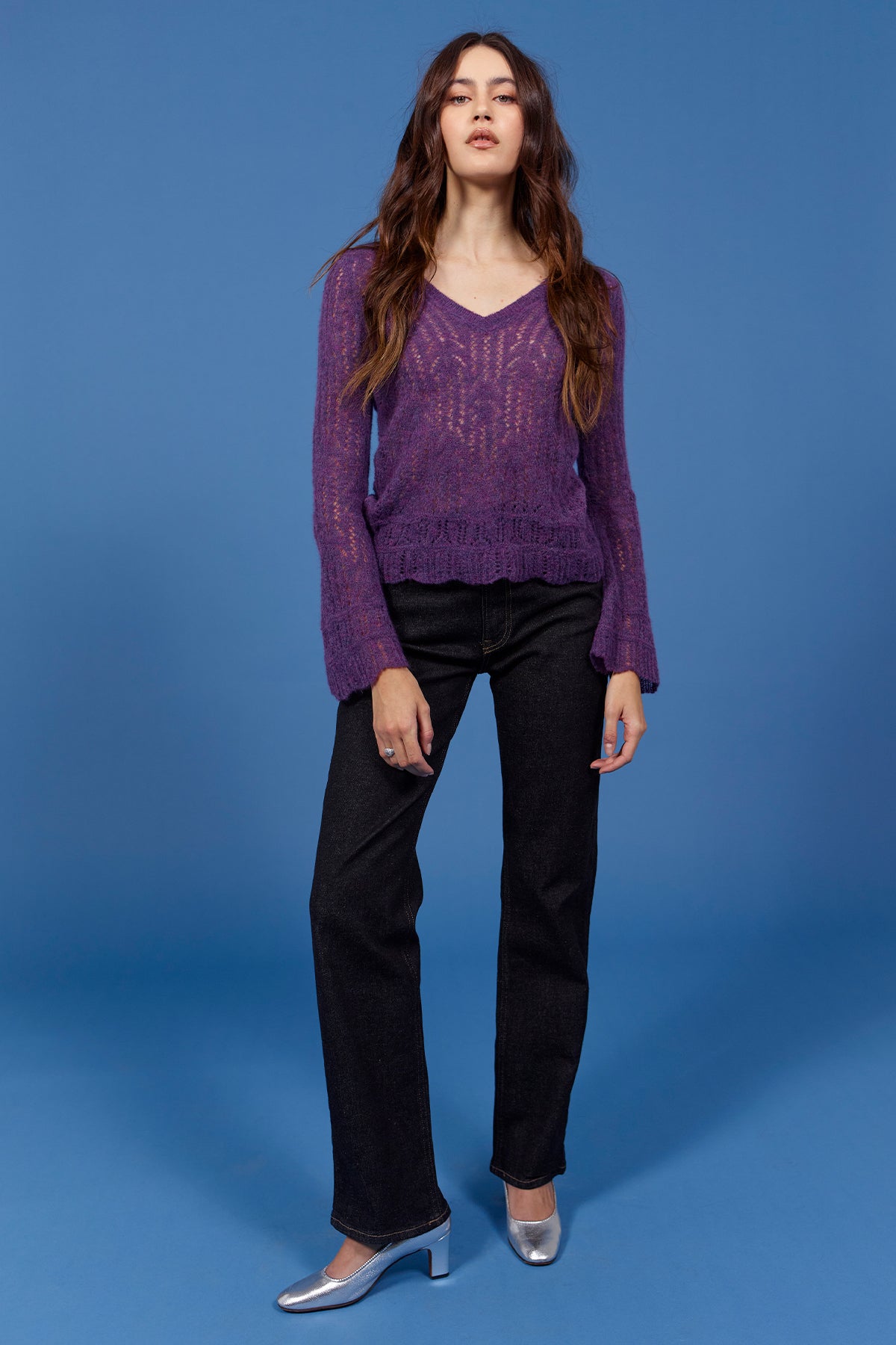 Aurora V Neck Sweater - Goldie LeWinter #color_violet multi