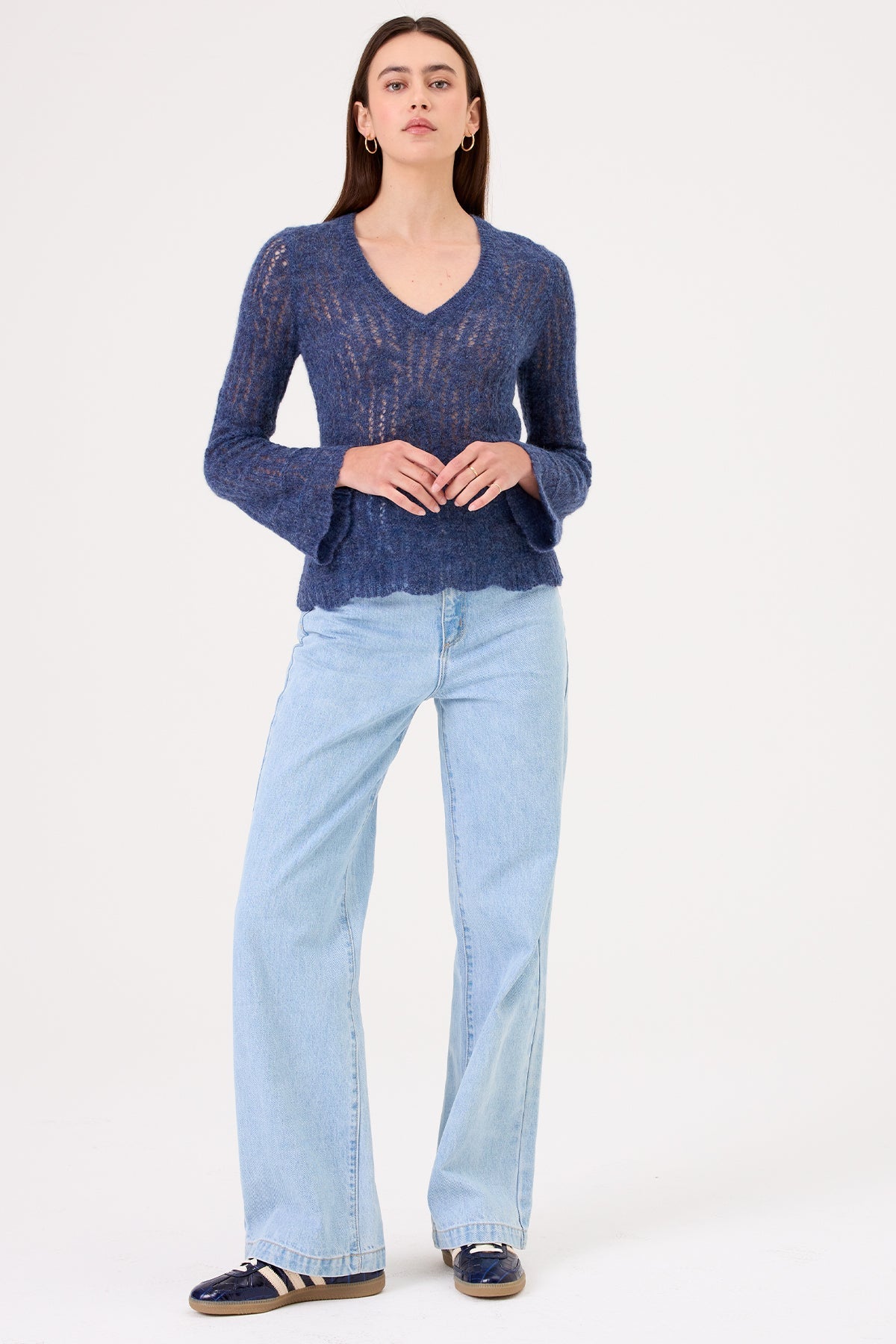 Aurora V Neck Sweater - Goldie LeWinter #color_denim multi