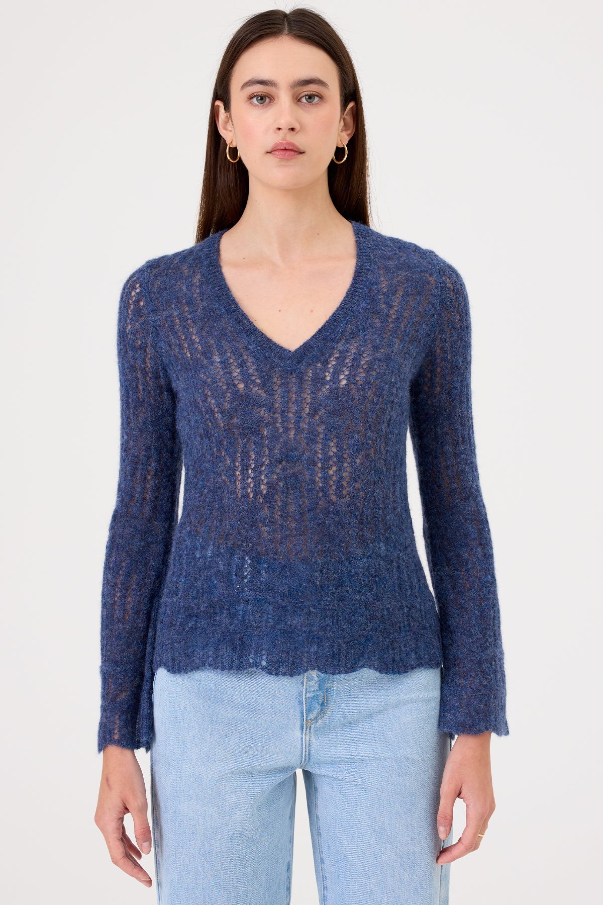 Aurora V Neck Sweater - Goldie LeWinter #color_denim multi