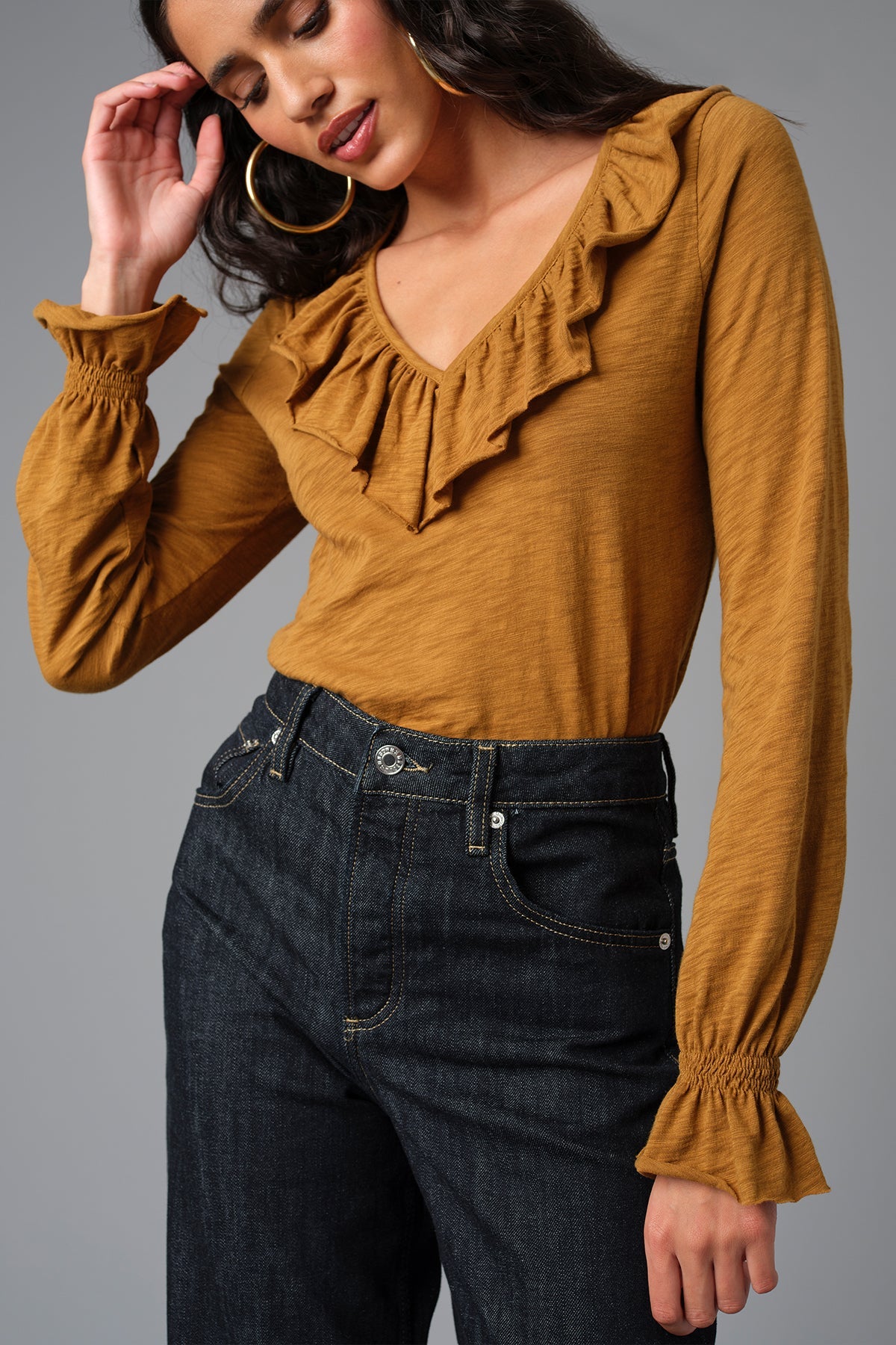 Bella Ruffle Top - Goldie LeWinter #color_bronze