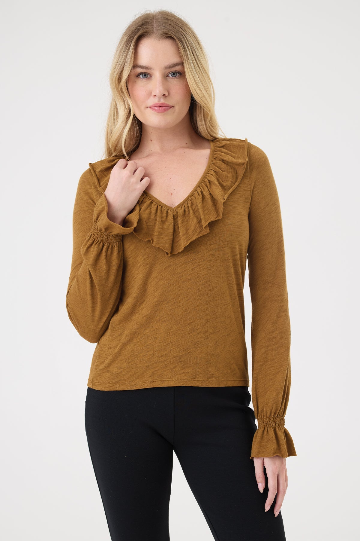 Bella Ruffle Top - Goldie LeWinter #color_bronze