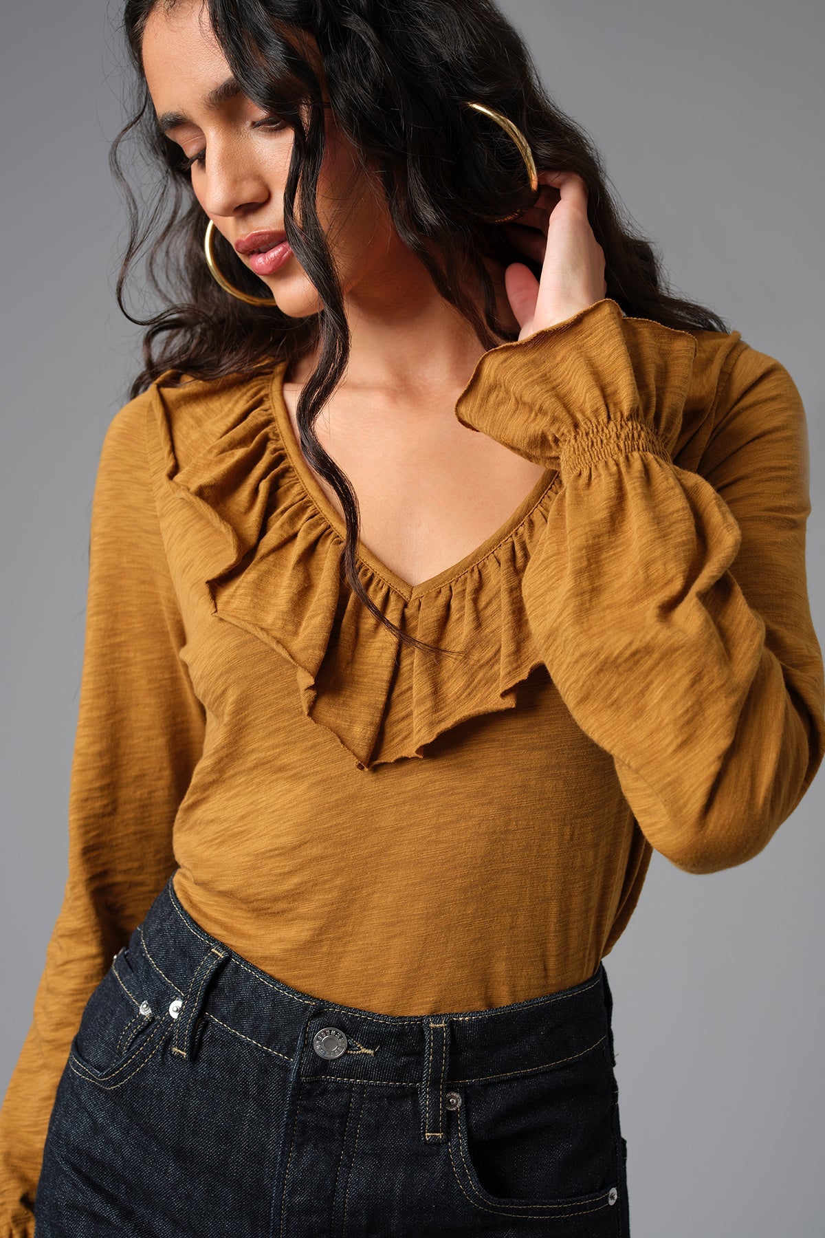 Bella Ruffle Top - Goldie LeWinter #color_bronze