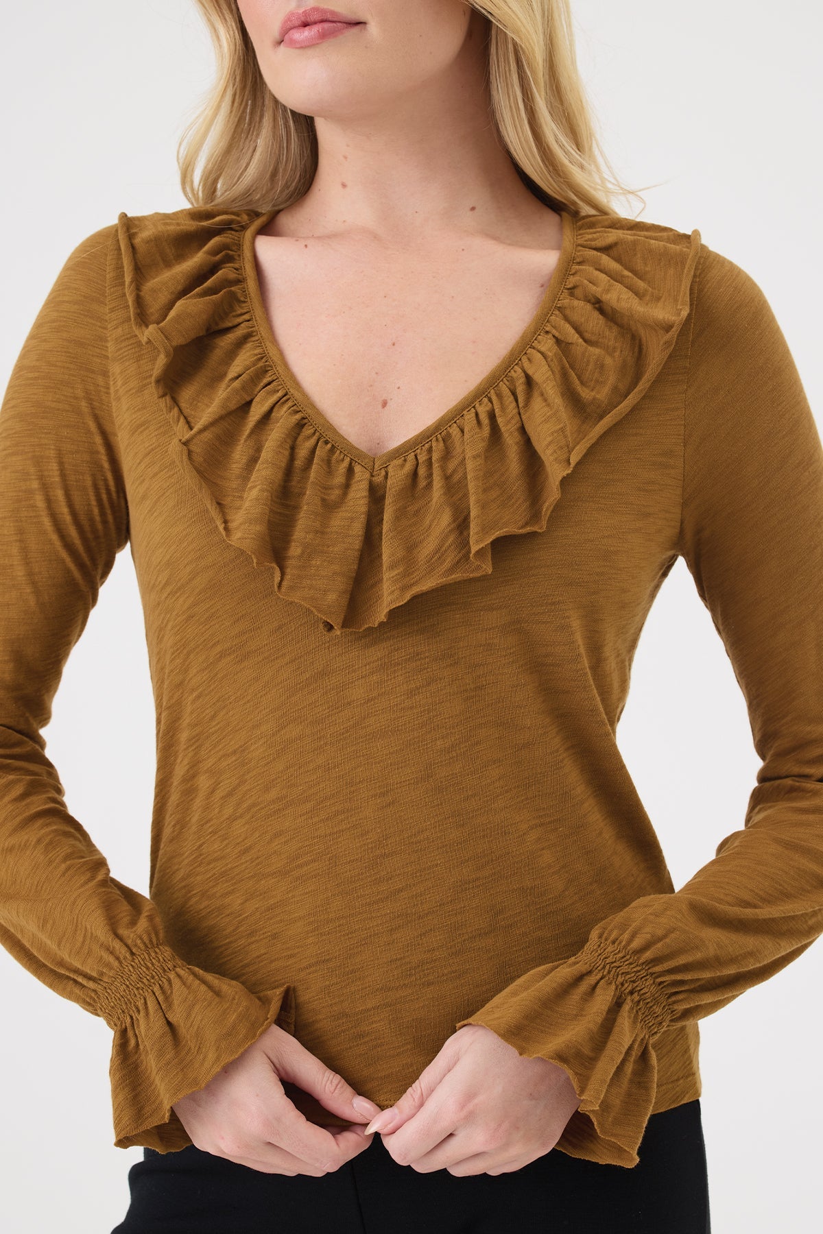 Bella Ruffle Top - Goldie LeWinter #color_bronze