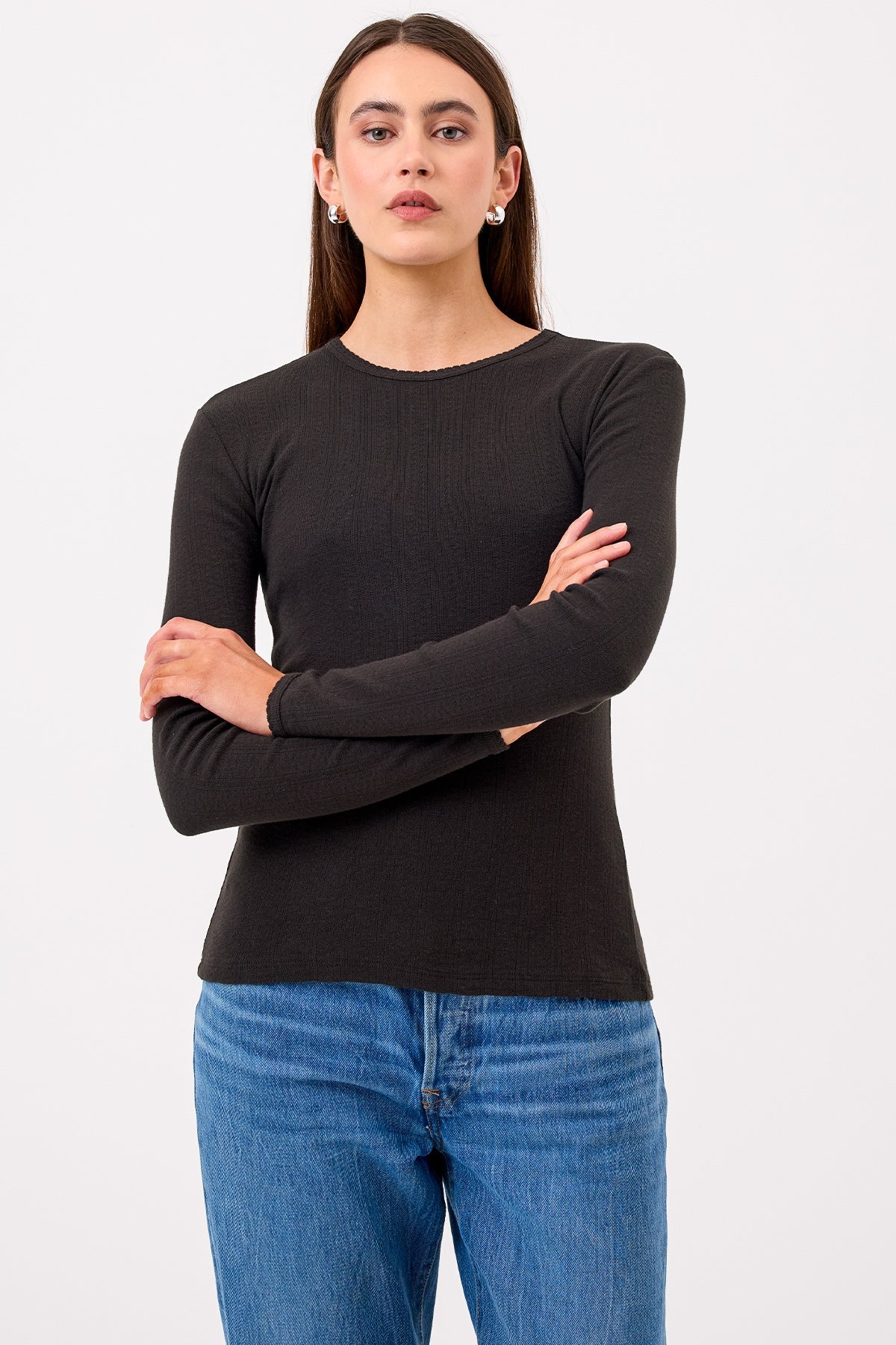 Blaire Pointelle Top - Goldie LeWinter #color_black