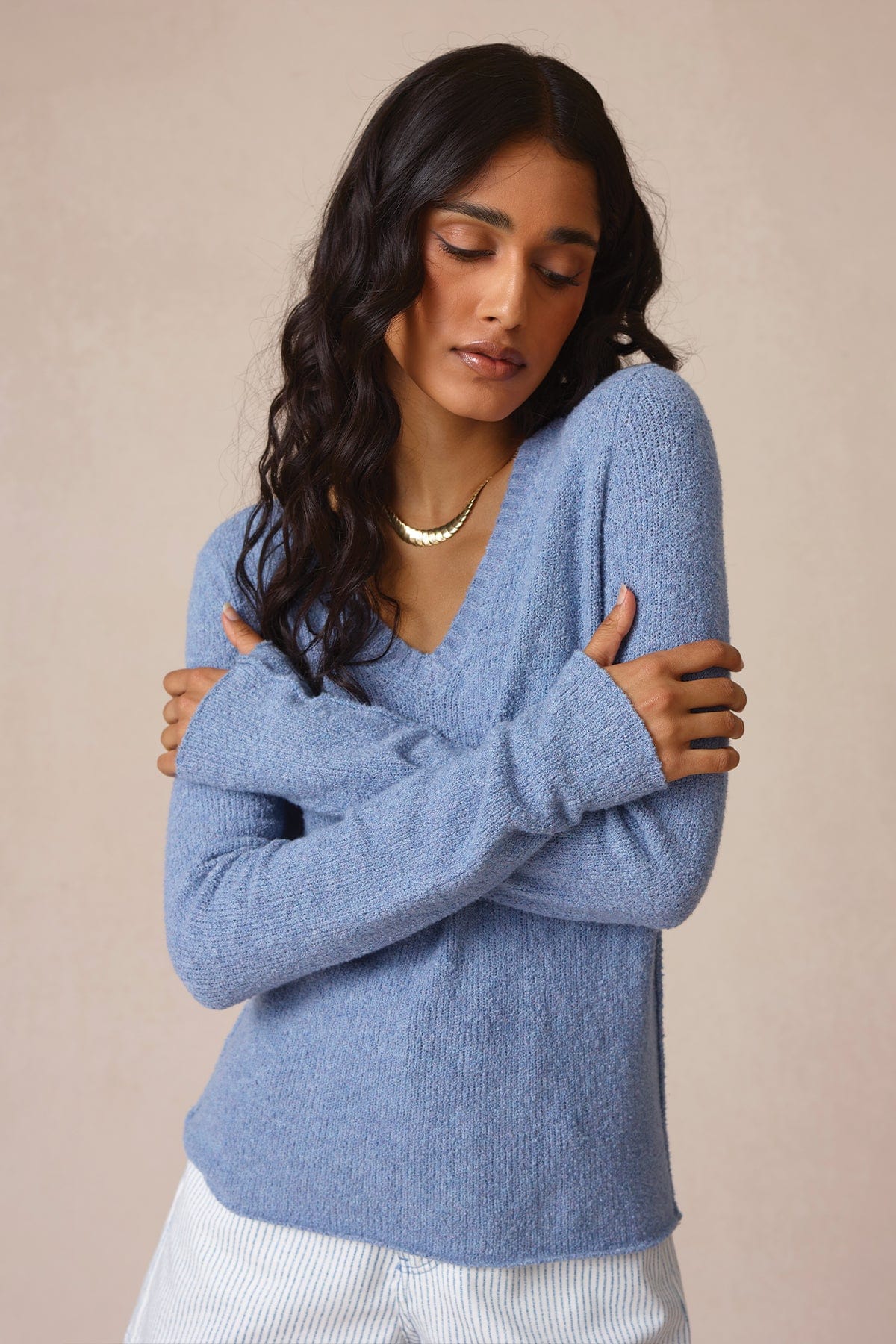 Bouclé V Neck Sweater - Goldie LeWinter