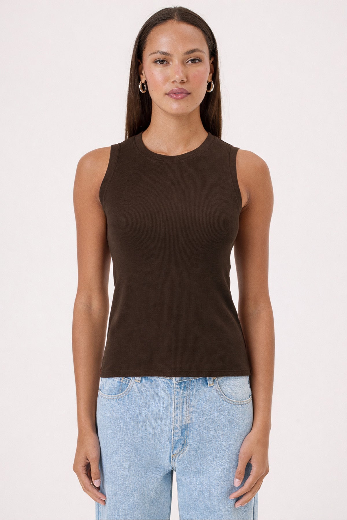 Brie Sleeveless Shell - Goldie LeWinter #color_coffee - limited edition