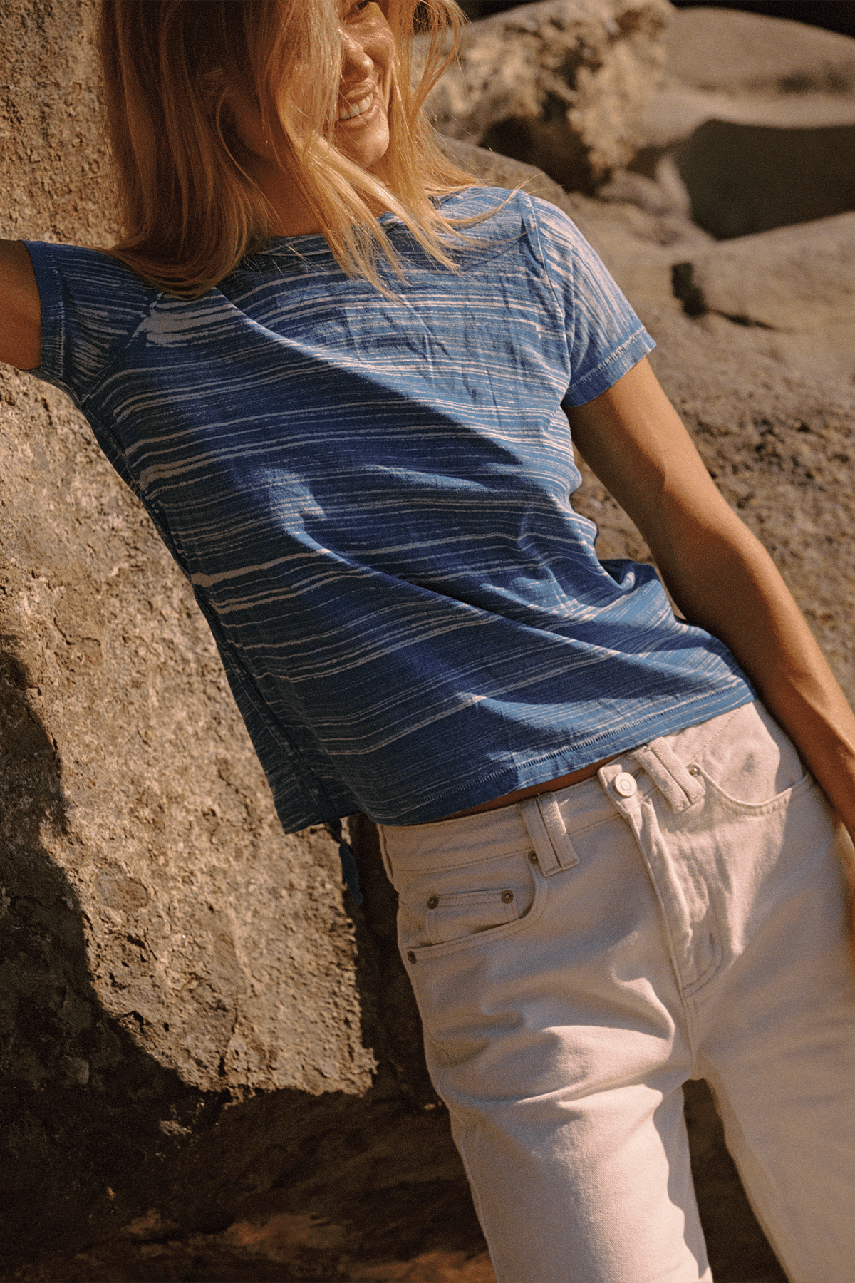 Cabana Stripe Boy Tee - Goldie LeWinter #color_sea - limited edition