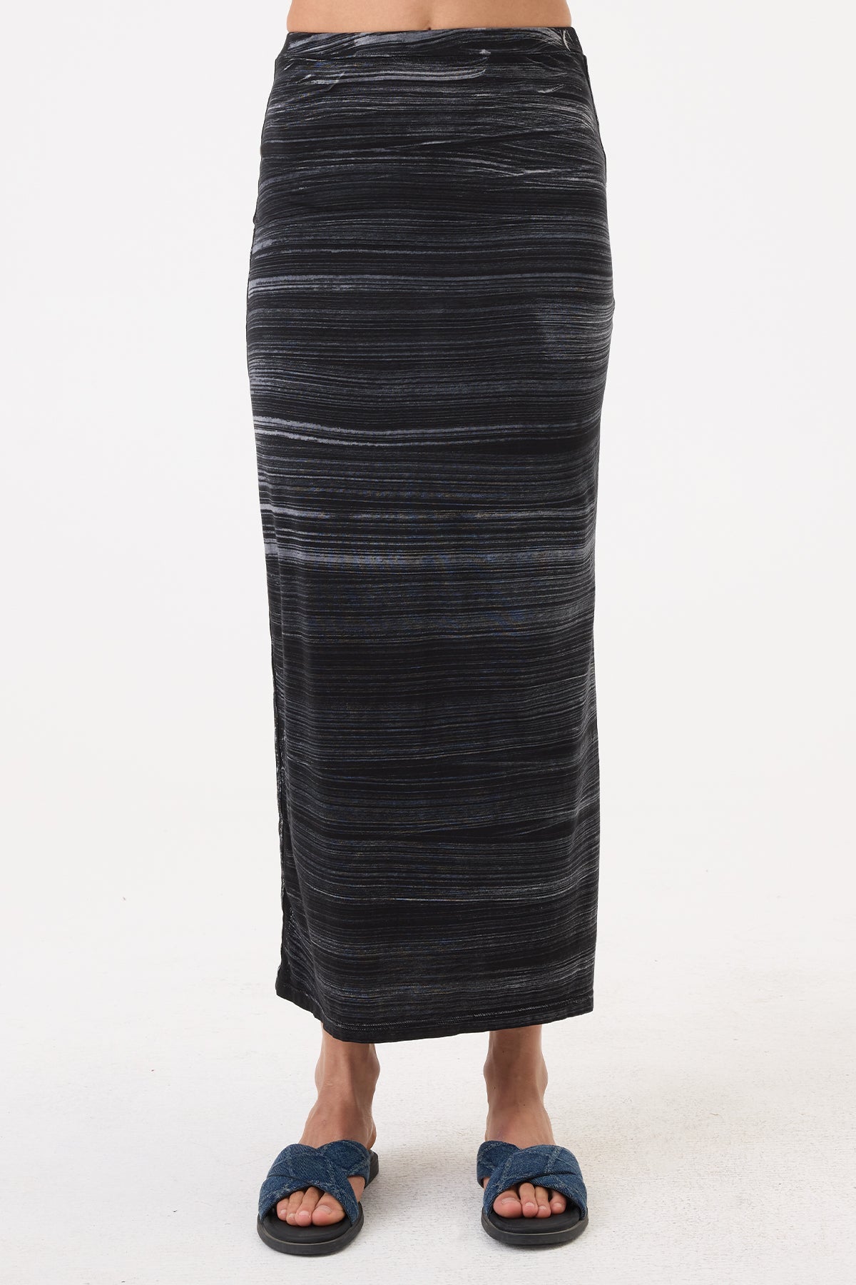 Cabana Stripe Maxi Skirt - Goldie LeWinter #color_black